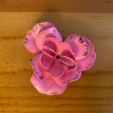 Load image into Gallery viewer, 60’s 70’s Pink Rose Black Painted Trim 3D Metal Flower Brooch
