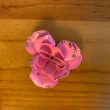 Load image into Gallery viewer, 60’s 70’s Pink Rose Black Painted Trim 3D Metal Flower Brooch
