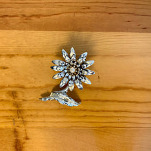 Load image into Gallery viewer, Vintage Metal Silver Tone Faux Ivory Pearl Center Flower Brooch
