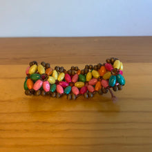 Load image into Gallery viewer, Vintage Boho Hippie Bead Floral Brown Rainbow Flower Stretch Lightweight Bracelet
