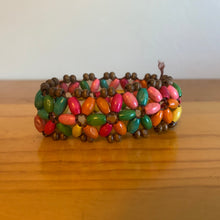 Load image into Gallery viewer, Vintage Boho Hippie Bead Floral Brown Rainbow Flower Stretch Lightweight Bracelet
