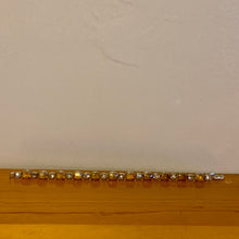 Load image into Gallery viewer, Vintage Signed Kramer NY Silver Tennis Bracelet Yellow Citrine Stone Clear Rhinestones 7&quot;
