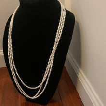 Load image into Gallery viewer, Vintage White Faux Pearl Multistrand Necklaces 3 Strands of Small Pearls 32&quot;
