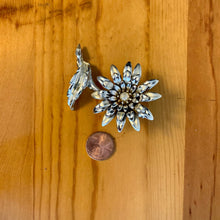 Load image into Gallery viewer, Vintage Metal Silver Tone Faux Ivory Pearl Center Flower Brooch

