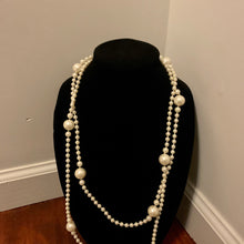 Load image into Gallery viewer, VTG Plastic Ivory Faux Pearl Graduated Pullover Layer Rope Lariat 60” Necklace
