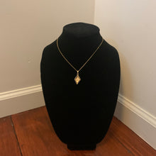 Load image into Gallery viewer, Vintage Sarah Coventry Mini Faux Pearl Gold Diamond Shaped Pendant 18” Debutante Necklace
