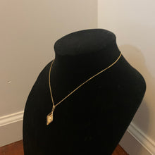 Load image into Gallery viewer, Vintage Sarah Coventry Mini Faux Pearl Gold Diamond Shaped Pendant 18” Debutante Necklace
