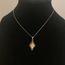 Load image into Gallery viewer, Vintage Sarah Coventry Mini Faux Pearl Gold Diamond Shaped Pendant 18” Debutante Necklace
