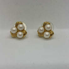 Load image into Gallery viewer, Vintage Trifari Faux Pearl Gold Torsade Multistrand 70’s Bracelet and matching Earrings
