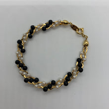 Load image into Gallery viewer, Vintage 80’s Trifai TM Faux Ivory Ebony Black Gold Torsade Necklace Bracelet Earrings
