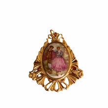 Load image into Gallery viewer, Vintage Jewelry Multicolored Gold Tone Lover’s Portrait Cameo Necklace Pendant
