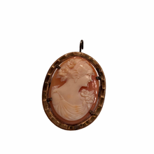 Load image into Gallery viewer, Vintage Jewelry Carved Shell Cameo 12K 12 Karat Gold Filled Necklace Pendant and Brooch
