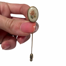 Load image into Gallery viewer, Vintage Jewelry Signed Lenox 12KGF Temple Blossom Gold Fill Filigree Pink Floral Hat Stick Pin
