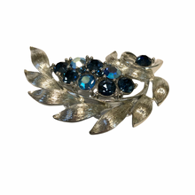 Load image into Gallery viewer, Vintage Jewelry Signed Lisner Blue AB Crystal Rhinestone Silver Tone Brooch
