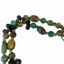 Load image into Gallery viewer, Vintage Rare Chinese Hubei Double Strand Turquoise Mineral Sterling Silver Necklace
