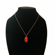 Load image into Gallery viewer, Handmade by Rose, Vintage Handmade Lampwork Orange Coral Glass Pendant Necklace
