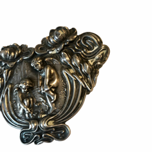 Load image into Gallery viewer, Antique Art Nouveau Floral Cherubs Cherubim Large Sterling Silver Angel Brooch Pin
