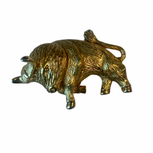 Load image into Gallery viewer, Vintage Jewelry Large Gold Tone Textured Heavyweight Spanish Bull Brooch
