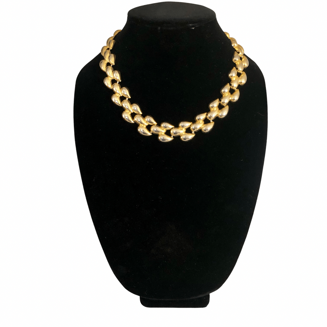 Vintage Jewelry Thick Chunky Linked Gold Tone Choker Necklace