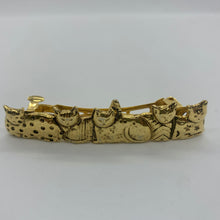 Load image into Gallery viewer, Vintage Small Gold Embellished Cat 90&#39;s Hair Barrette 5 Cats Flowers Stars Dots
