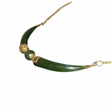 Load image into Gallery viewer, Vintage Jewelry Faux Jade Green Beaded Gold Tone Necklace
