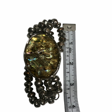 Load image into Gallery viewer, Vintage Jewelry Plastic Silver Tone Faux Alabone Beaded Bracelet
