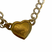 Load image into Gallery viewer, Vintage Jewelry Signed Avon Gold Tone Double Link Chain Pearl Heart Cabochon Pendant Necklace
