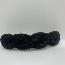 Load image into Gallery viewer, Vintage Barrette Hair Accessory Black Braided Fabric Rope Silver Tone Barrette
