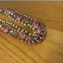 Load image into Gallery viewer, Vintage Signed Japan Patina Pink Gold Faux Pearl Beaded Multistrand 18” Necklace
