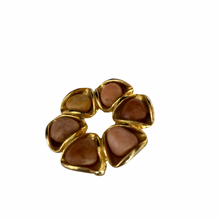 Load image into Gallery viewer, Vintage Jewelry Pink and Brown Earth Tones Stone Gold Tone Brooch Pin
