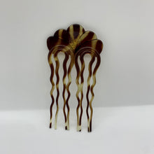 Load image into Gallery viewer, Vintage Faux Tortoiseshell 4” Decorative Hair Comb Gem Accent Brown Yellow
