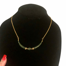 Load image into Gallery viewer, Vintage Jewelry Faux Jade Green Beaded Gold Tone Necklace
