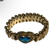 Load image into Gallery viewer, Antique Victorian Set DFB CO Expandable Gold Fill Blue Heart Sweetheart Girl’s Childrens Bracelet
