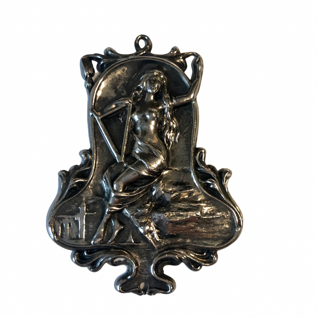 Vintage Art Nouveau Revival Woman Goddess Silver Necklace Pendant