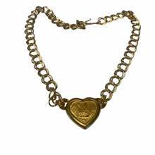 Load image into Gallery viewer, Vintage Jewelry Signed Avon Gold Tone Double Link Chain Pearl Heart Cabochon Pendant Necklace
