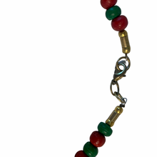 Load image into Gallery viewer, Vintage Jewelry Artisan Tribal Style Red Green Beaded Bronze Tone Pendant Necklace
