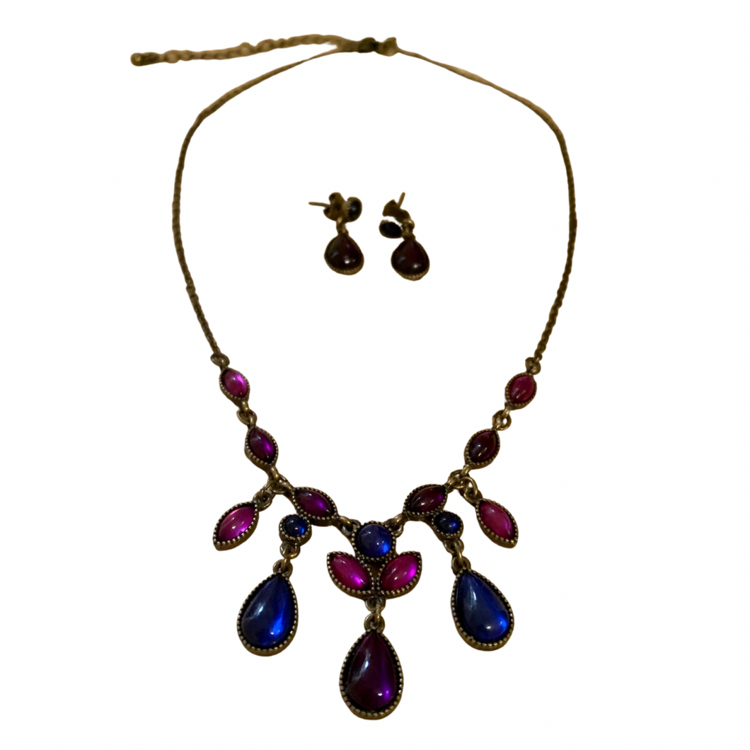 Lavender purple rhinestone crystal necklace earrings set Rhinestone Je –  Hairdazzzel