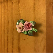 Load image into Gallery viewer, Vintage Adderly Bone China Hand Painted Made in England Pink Ivory Rose Bud Flower Brooch
