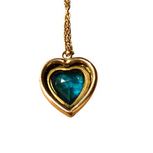 Load image into Gallery viewer, Antique Victorian Bates and Bacon Blue Gemstone Heart Gold Filigree Heart  Pendant Necklace
