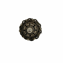 Load image into Gallery viewer, Antique Vintage Victorian Small Solid Silver Circular Silver Bead Cabochon Filigree Brooch Pin
