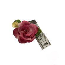 Load image into Gallery viewer, Vintage Cara Bone China Made in Staffordshire England Pink Green and Yellow Rose Floral Brooch Read Description
