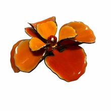 Load image into Gallery viewer, Vintage Jewelry 3D Enamel Mod Boho Metal Ombre Orange Rhinestone Flower Brooch Pin
