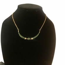 Load image into Gallery viewer, Vintage Jewelry Faux Jade Green Beaded Gold Tone Necklace
