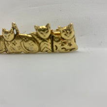 Load image into Gallery viewer, Vintage Small Gold Embellished Cat 90&#39;s Hair Barrette 5 Cats Flowers Stars Dots
