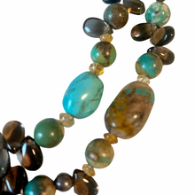 Load image into Gallery viewer, Vintage Rare Chinese Hubei Double Strand Turquoise Mineral Sterling Silver Necklace
