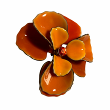 Load image into Gallery viewer, Vintage Jewelry 3D Enamel Mod Boho Metal Ombre Orange Rhinestone Flower Brooch Pin
