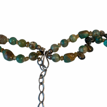 Load image into Gallery viewer, Vintage Rare Chinese Hubei Double Strand Turquoise Mineral Sterling Silver Necklace
