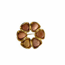 Load image into Gallery viewer, Vintage Jewelry Pink and Brown Earth Tones Stone Gold Tone Brooch Pin
