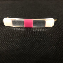 Load image into Gallery viewer, Vintage Hair Accessory 1980’s Geometric Pink, White, and Mirror Clear Accent Snap on Small Hair Pin
