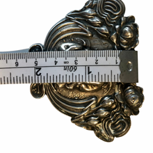 Load image into Gallery viewer, Antique Art Nouveau Floral Cherubs Cherubim Large Sterling Silver Angel Brooch Pin
